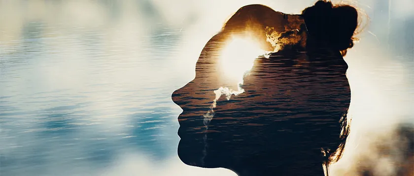 silhouette of a head with light. a psychology concept